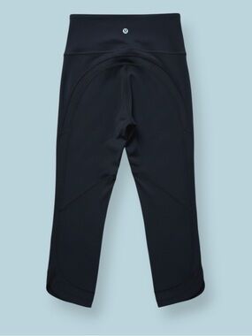 Lululemon Revitalize Crop Leggings 21" Black Mesh High Rise Workout Pants 4